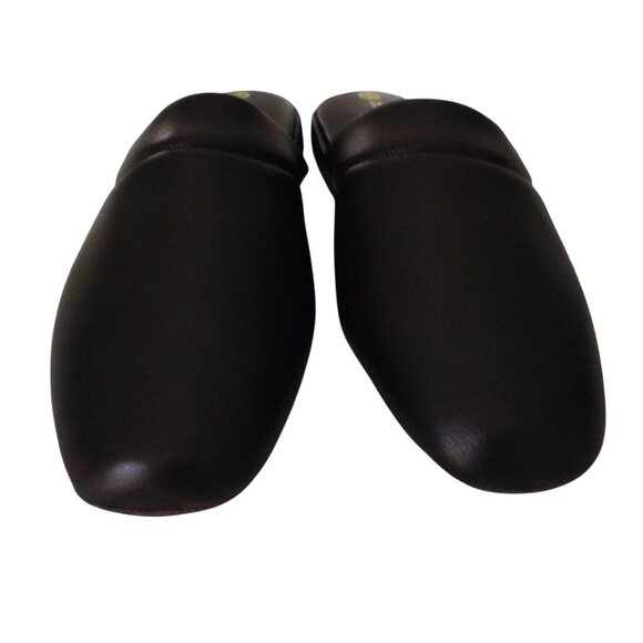 Mens Leather Slip On Slippers soft Sole House Shoes Brown Scuffs Sz 13 Wide - Picture 2 of 6